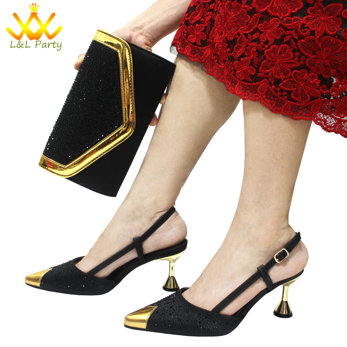 Sky Blue Color High Quality New Arrivals 2024 Italian Desing African Women Shoes and Bag Set Sweet Style Super Heels for Wedding