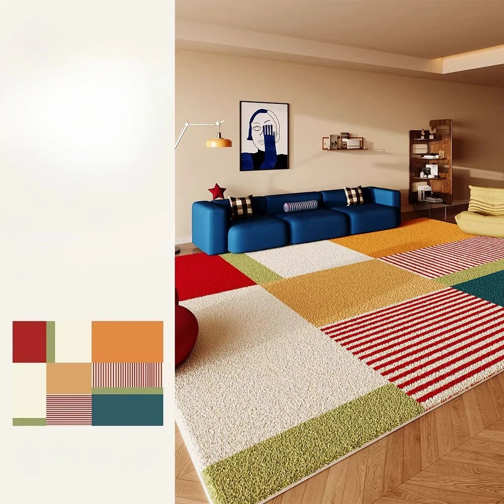 Retro Style Rugs for Bedroom Large Area Living Room Decoration Anti-slip Carpet Thick Plush Floor Mat Fluffy Soft Cloakroom Rug