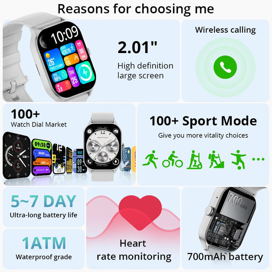 COLMI P77 Smartwatch, Up to 11 day battery life, Massive 700mAh battery, 2 inch display, Health Management Smart Watch
