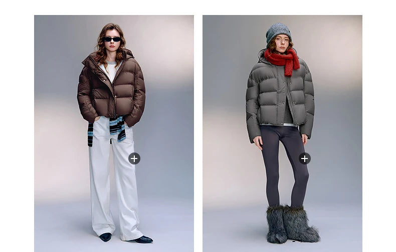 TOYOUTH Women Down Jackets 2025 Winter New Ultra-soft Cicada Wing Puff Hooded 90% Down High Loft Bread Coat