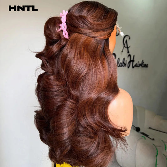 500 High Density Brown Color Loose Body Wave Lace Frontal Wig 100% Human Hair 13x6 HD Lace Front Bouncy Curly Glueless Wigs