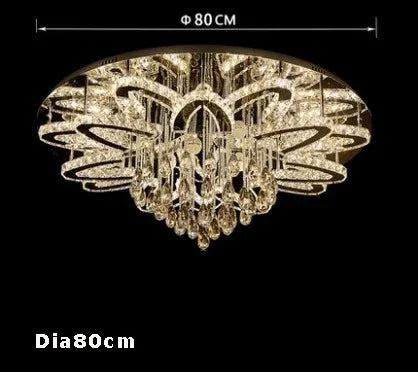 LED Modern Crystal Stainless Steel Round Dimmable RGB Chandelier Lighting Lamparas De Techo For Foyer Living Room Bedroom