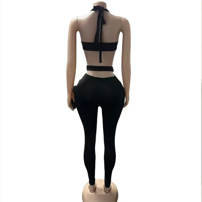 Gtpdpllt Sexy Hollow Out Rompers Women Sleeveless Crop Tube Tops And Halter Bandage Skinny Jumpsuits Hottie Party Clubwear