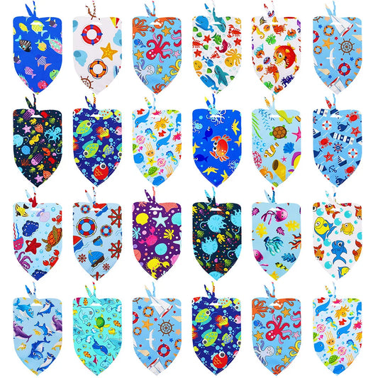 50pcs Pet Dog Bandana Fashion Ocean Style Bandans Scarf For Small Dogs Cats Adjustable Dogs Puppy Bibs For Dog Grooming