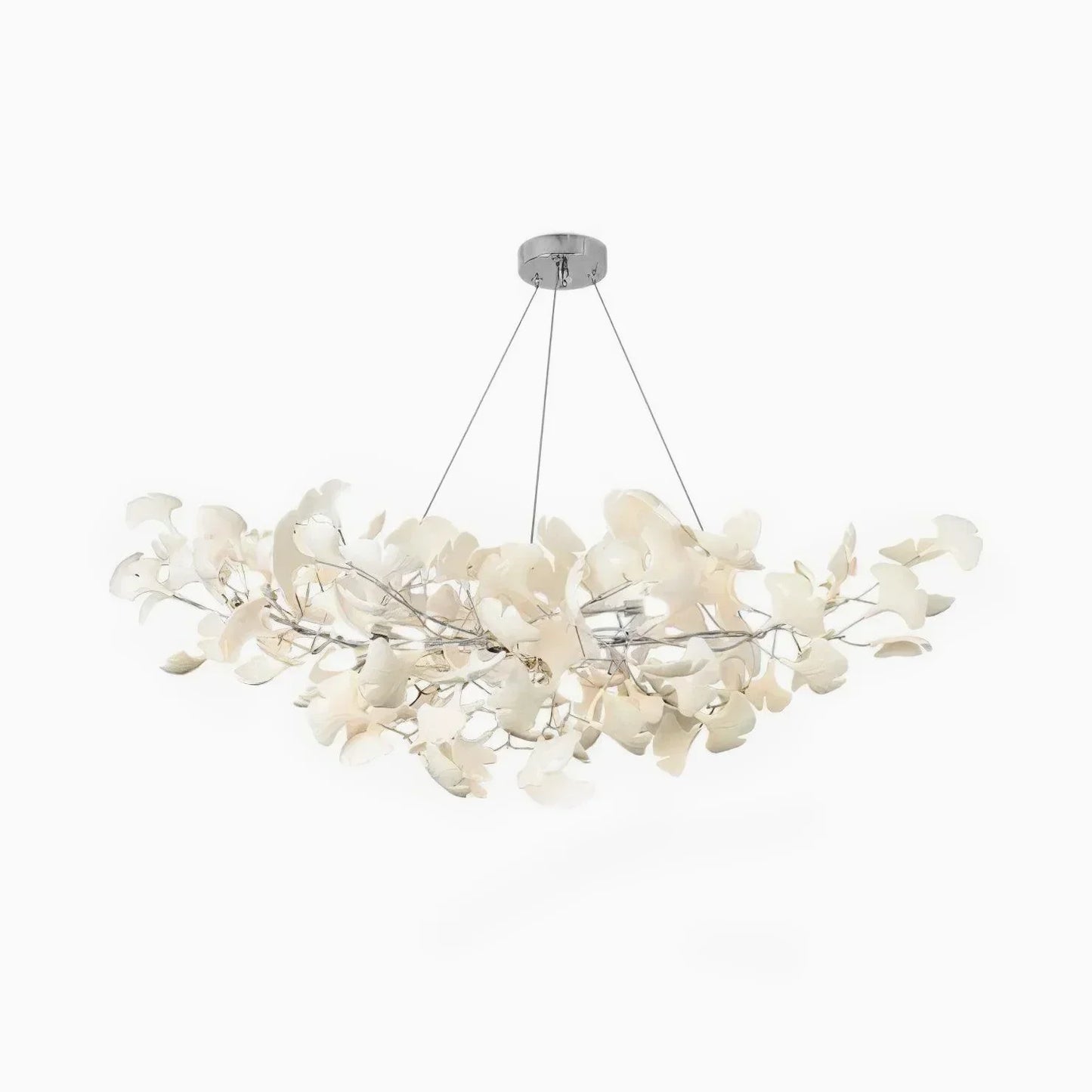 Modern Ceramics White Long Ginkgo Leaf LED Pendant Light Decoration Villa Living Room Ceiling Chandelier Indoor Hanging Lights