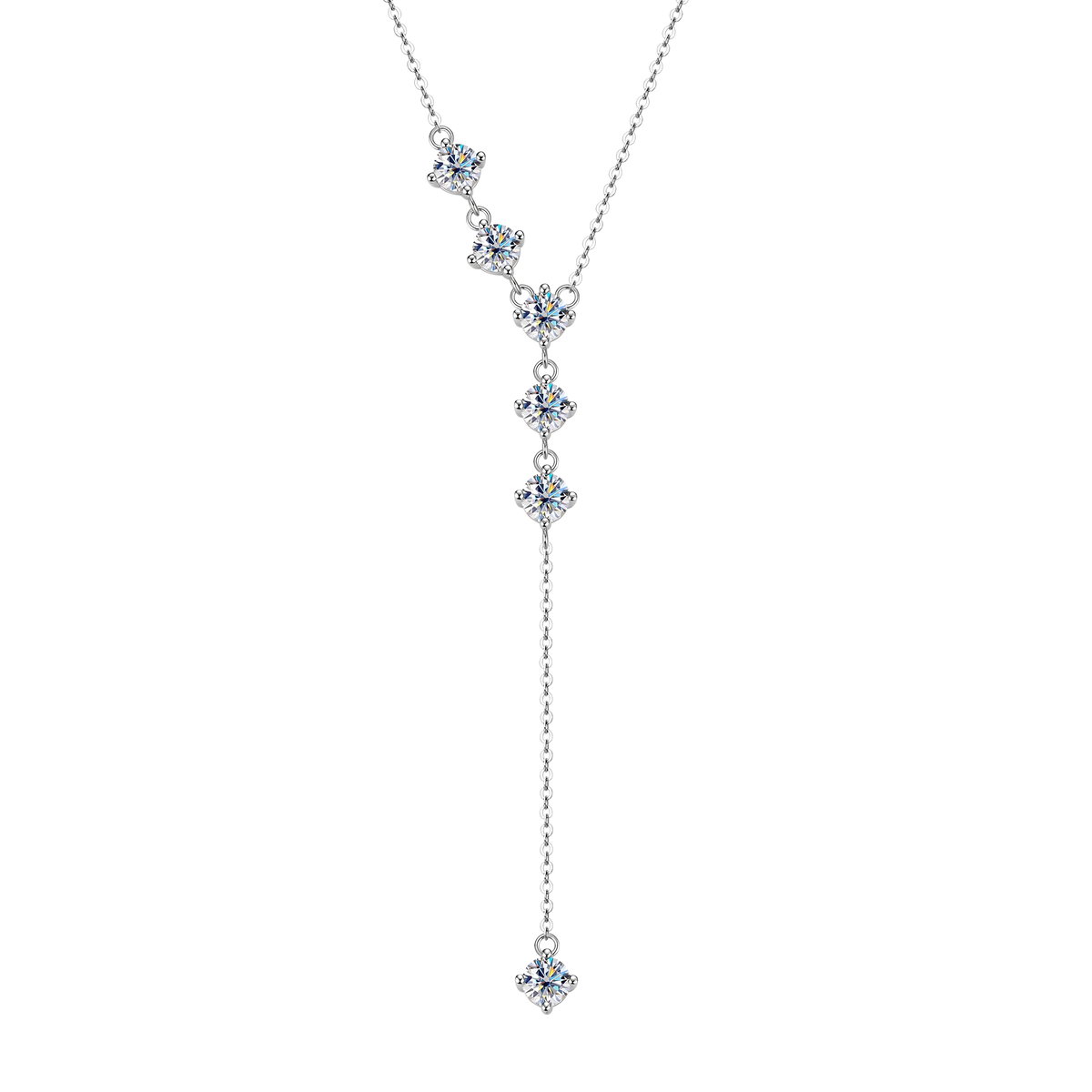 Celestinova D Color VVS1 GRA Certified Necklaces Multi Stone Y Shape Lariat Tassel Sparkling Moissanite Necklace Luxury Jewelry