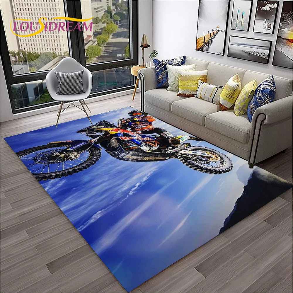 Racing Moto Off Road Motorcycle Carpet Rug for Home Living Room Bedroom Sofa Doormat Decor,Kid Play Area Rug Non-slip Floor Mat