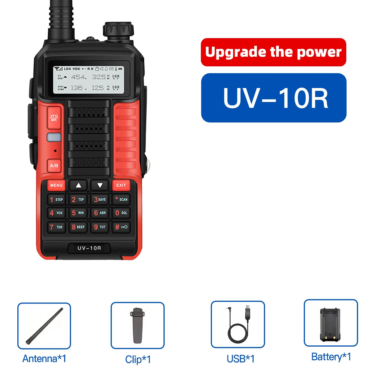 1PC Baofeng UV-10R Dual Band HF Transceiver High Power 10W Professional UV10R Walkie Talkie Long Distance Two Way Ham Radio