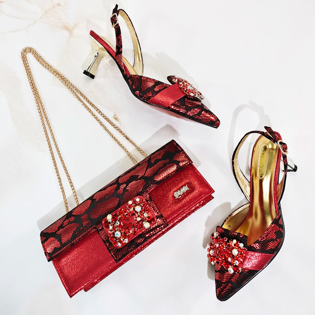 Doershow High Quality African Style Ladies Shoes And Bags Set Latest BROWN Italian Shoes And Bag Set For Party HM1-1