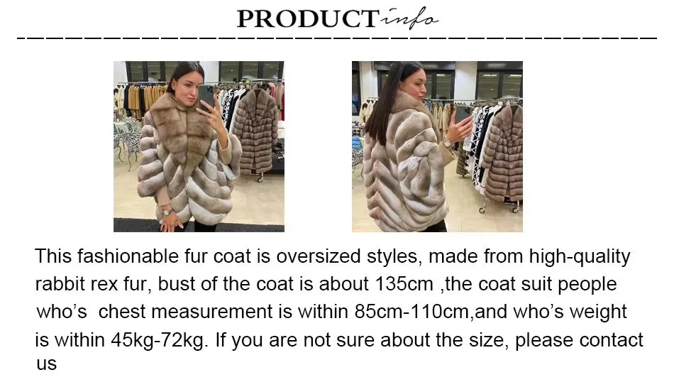Real Rex Rabbit Fur Coat Chinchilla Fur Natural Fox Fur Collar Best Selling Winter Jacket Women Real Fur Coats