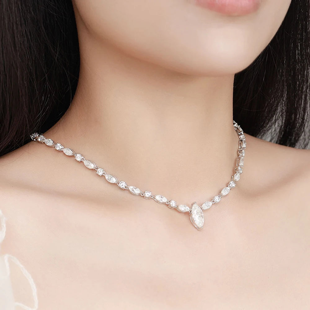 KNOBSPIN Moissanite Pendant Necklaces for Women 1 - 1.8ct D VVS1 Lab Diamond with Certificates s925 Silver Chain Dainty Necklace