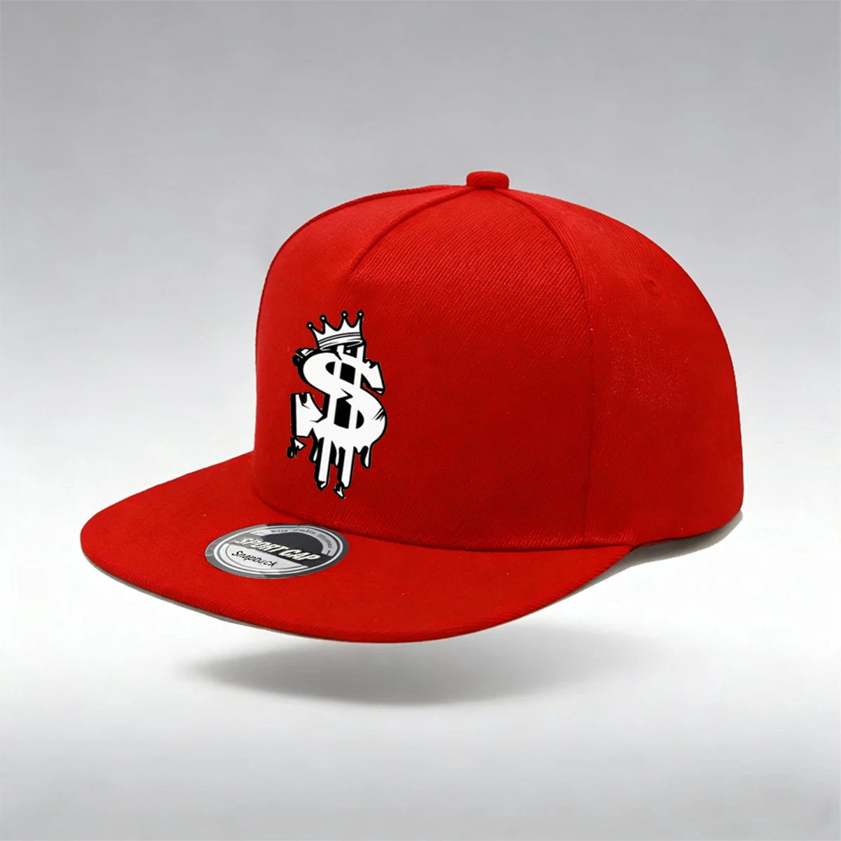 1/2PC Men's Hip Hop Snapback Cap, Graffiti Dollar Crown Print Flat Bill Baseball Hat, Adjustable