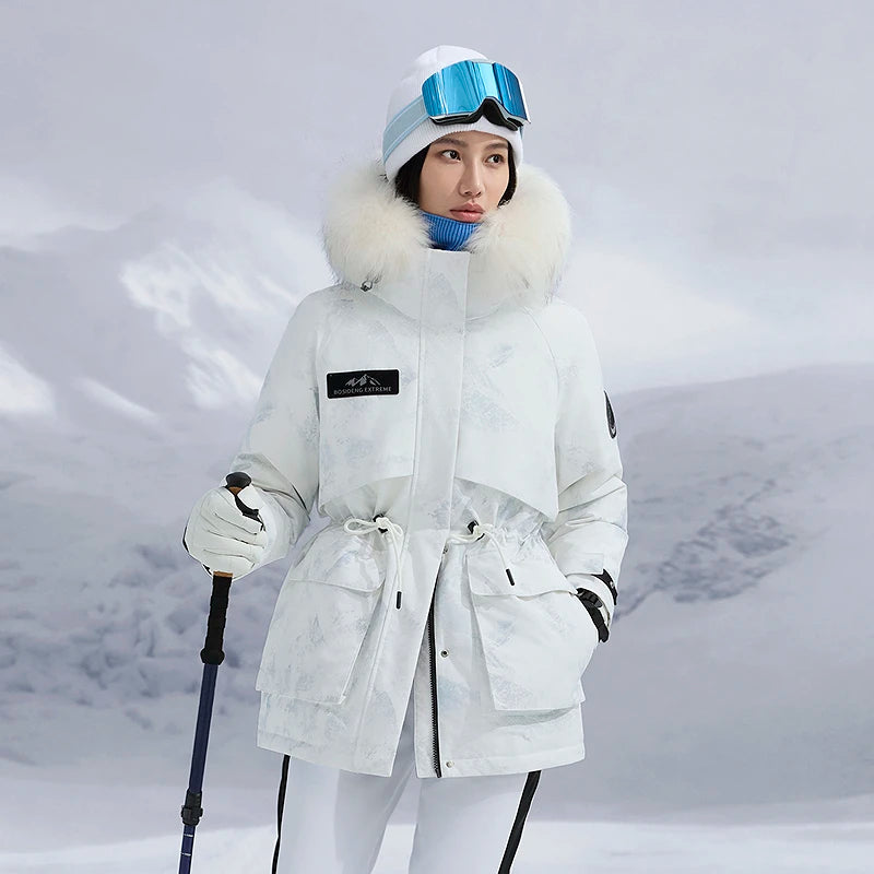 Bosideng Women 6th Generation Extreme Cold Goose Down Parka -20℃ Cold Resistance Winter Puffer Coat with Detachable Raccoon Fur
