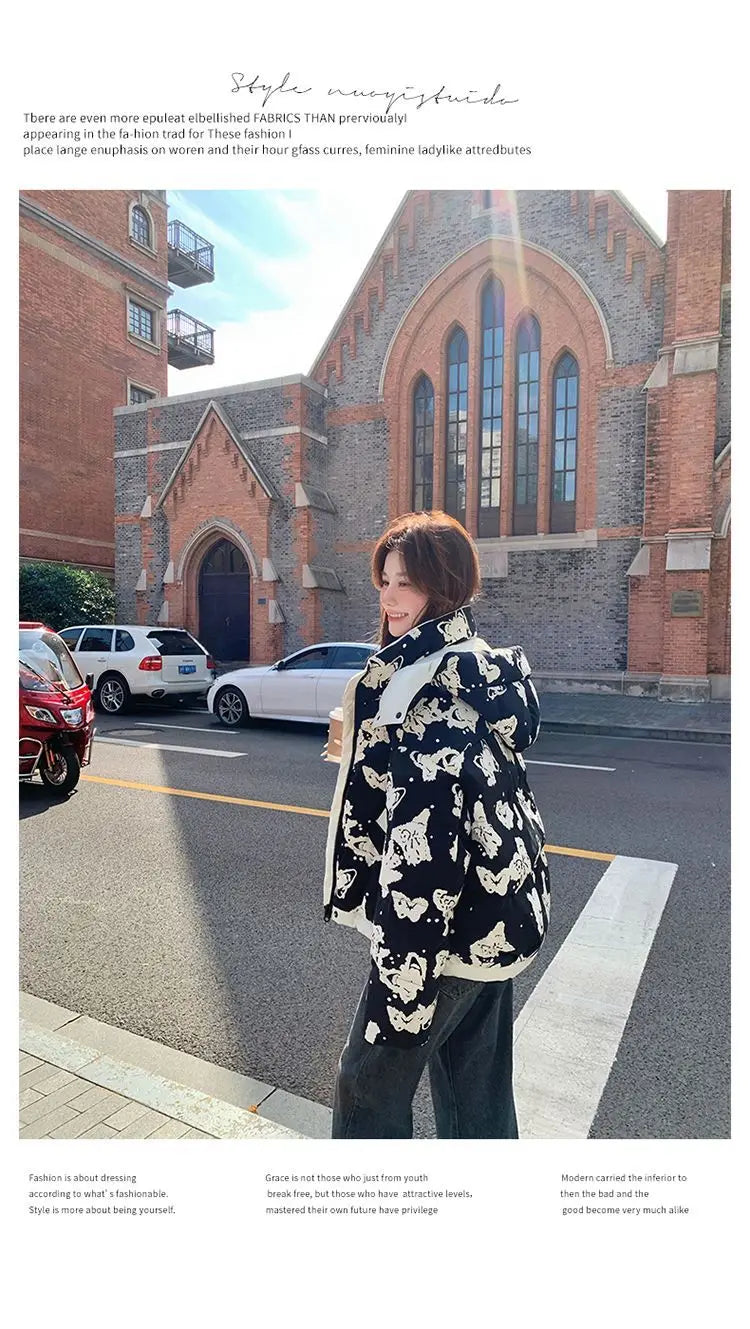 Women's Clothing High-end Plus Size Down Jacket Winter Warm New Hooded Loose White Duck Down Outerwear Quilted Pockets Coats
