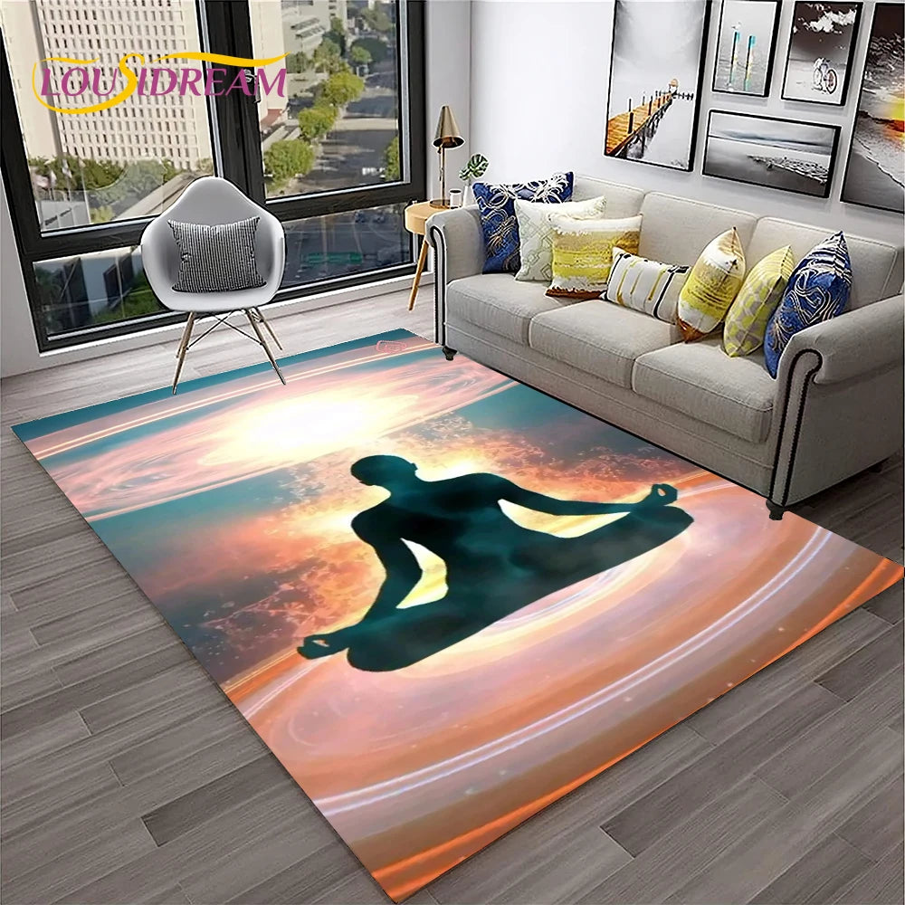 Naturalize Yoga Meditation Rainbow 7 Chakra Soft Carpet Rug for Home Living Room Bedroom Sofa Doormat Decor, Non-slip Floor Mat