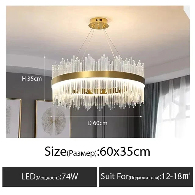 Modern Luxury Crystal Ceiling Chandelier Stainless Steel Living Room Lights Home Decor Dining Room Pendant Lamp Interior Bedroom