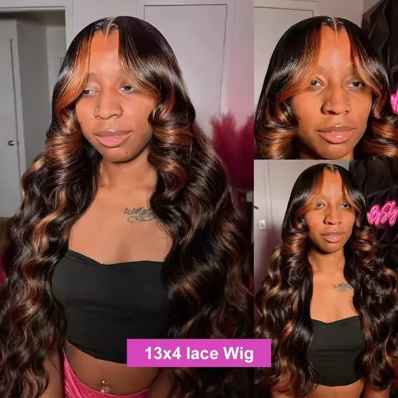 220% Density Ombre Purple Highlight Body Wave 13x6 HD Lace Front Wig Human Hair Waves Dark Purple 13x4 Lace Frontal Wigs For Women