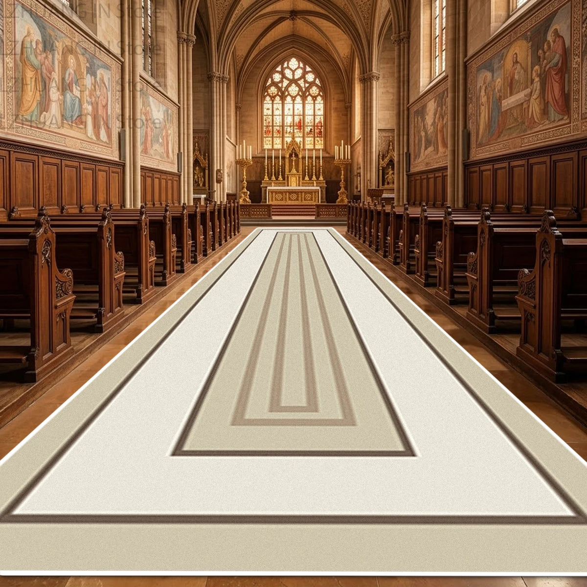 Red Luxury European Style Long Corridor Carpet Decoration Church Wedding Non-slip Soft Runner Rug Easy Clean Lint-free Floor Mat