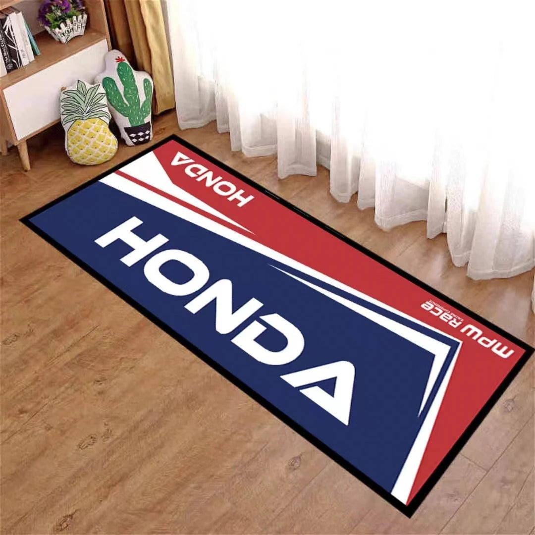 Racing Motorcycle Floor Mat, Non-Slip Dart Mat for Garage, Honda Style Motorcycle Show Carpet, Washable Anti-Slip Rug for Motocr