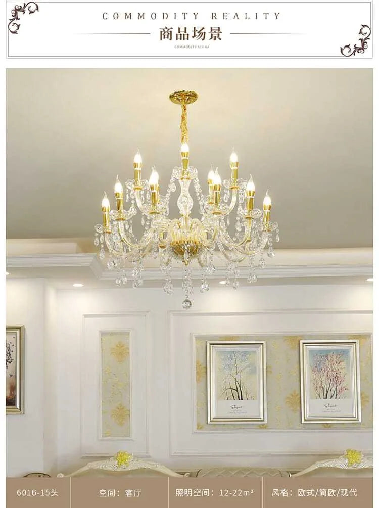Europe Luxury Chandelier Lights Crystal Chandeliers Home Decor Loft Living Dining Room Kitchen Pendant Indoor Lighting Fixture