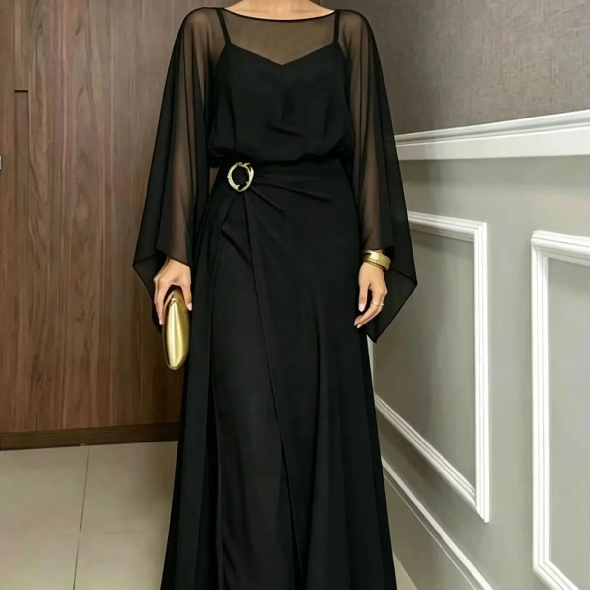 SUMMER NEW WOMEN'S JUMPSUIT SET, ELEGANT SOLID COLOR CAMISOLE JUMPSUIT TOP, PAIRED WITH A LONG WAIST CINCHED COVER FOR VERSATILE