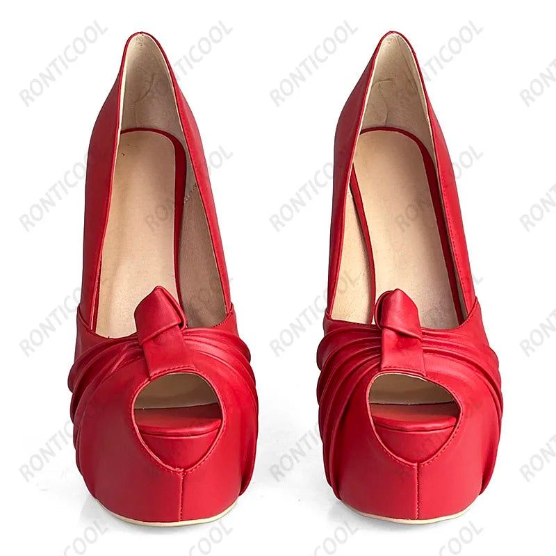 Ronticool New Fashion Women Platform Pumps Stiletto Heels Peep Toe Gorgeous Gold Party Shoes US Plus Size 5-20