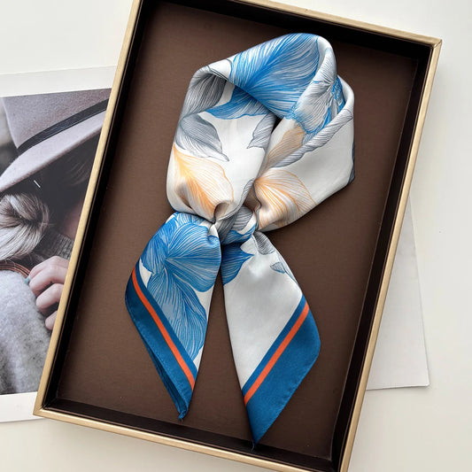Printed Imitation Silk Scarves Fashion Square Scarf Bandanas For Women Luxury Hijab Neckerchief Elegant Shawl Beach Wraps