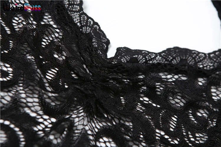 Weird Puss See Through 2 Piece Set Women Sexy Hollow Jacquard Backless Bodysuit+Leggings Tight Activity Clubwear Skinny Outfits