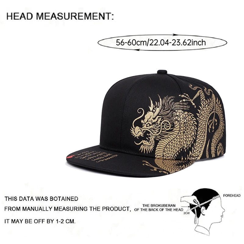 2025 Creative Personalized New Baseball Hat Dragon Printing Skateboard Hat Street Decoration Hip Hop Hat Sunshade Flat Edge Hat