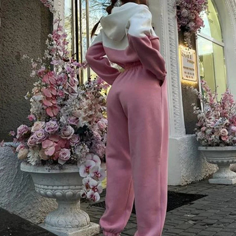 KUCLUT 2025 Autumn New Women's Fashion Sports Casual Jumpsuit Zipper Design Spliced Contrast Color Versatile Jumpsuits 1A991