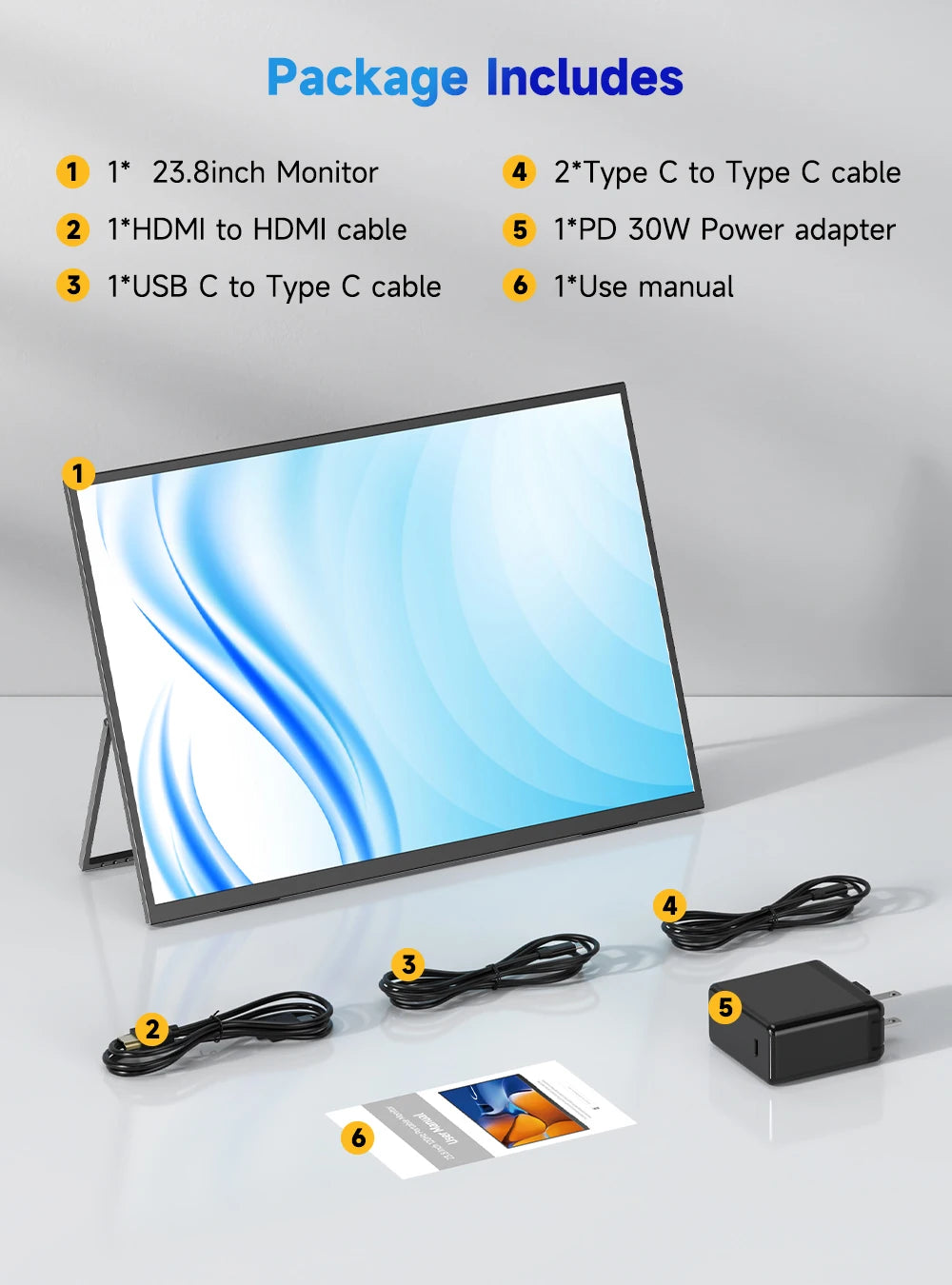 UPERFECT UColor T3 UHD 23.8" 4K PC Monitor HDR Computer Display With LS Stand VESA USB C For Laptop PC MAC Extend Second Screen