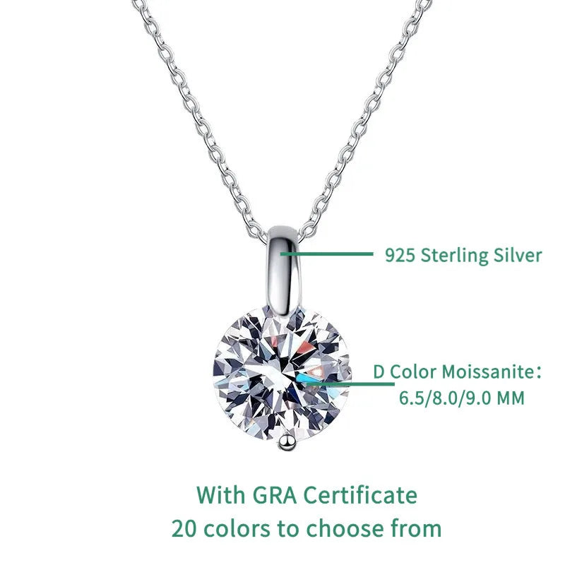 TY D VVS1 Moissanite Necklace Diamond Pandent 1-3ct GRA Certified s925 Sterling Silver 18k Necklaces for Women Dainty Gift
