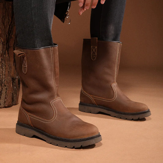 Cow Leather High-top Hiking shoes Men Hunting Boots Snow trekking Women's shoes Tactical shoes Desert Combat Waterproof sneaker