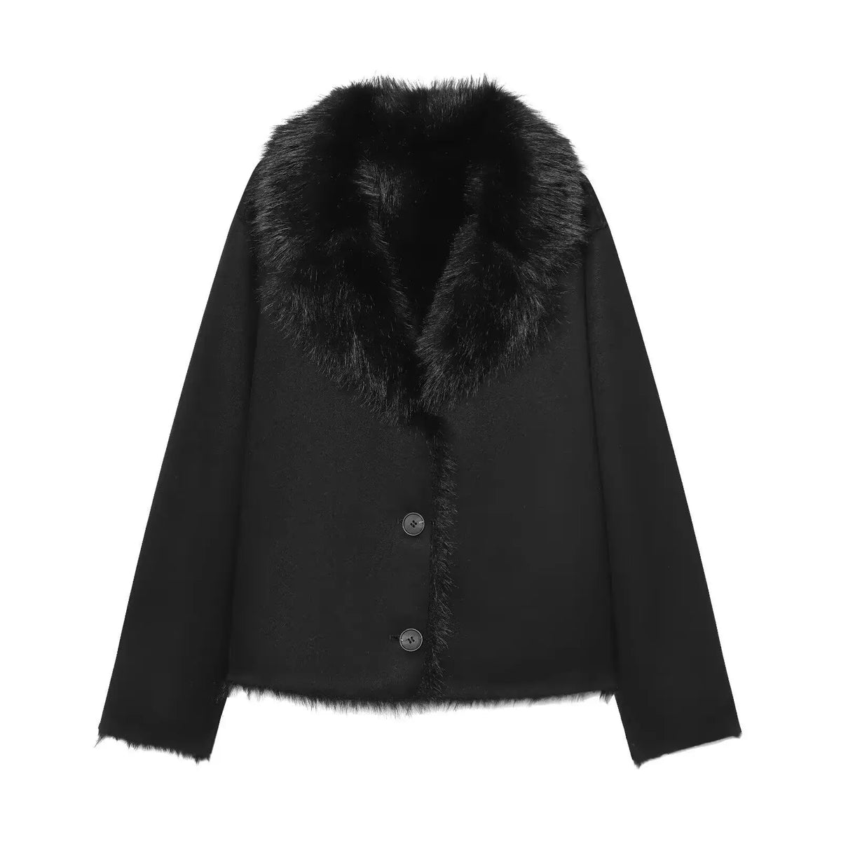 KONDALA Casual Chic Chocolate Brown Leather Fur Coat Women Double Wear Buttons Pockets Jacket Fashion 2025 Autumn Winter Outwear