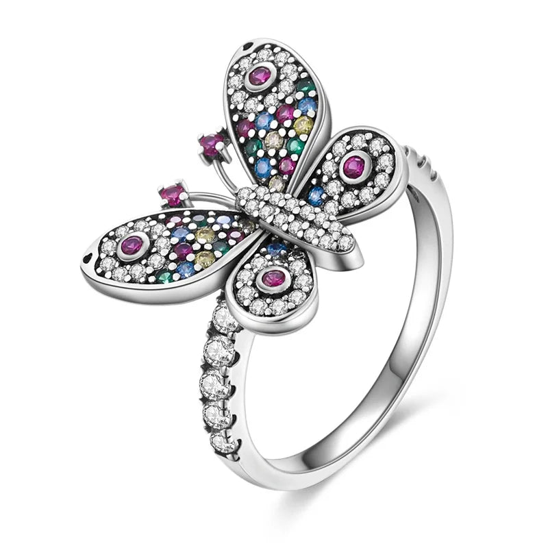 New Original Cartoon Animal Ring S925 Sterling Silver Rings Fashion Elegant Jewelry Romantic Gift For Woman Fine Butterfly Ring