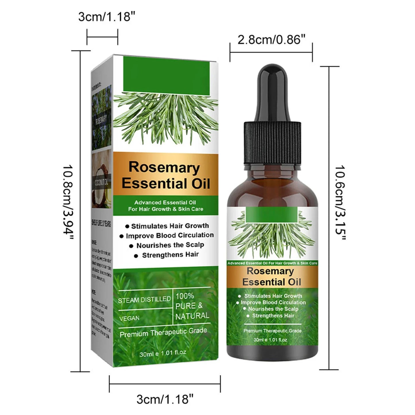 Rosemary Hair Growth Essential Oil 30ml Organic Scalp Treatment Strengthening Anti Hair Loss Nourish Shiny Beauty Women Men Care