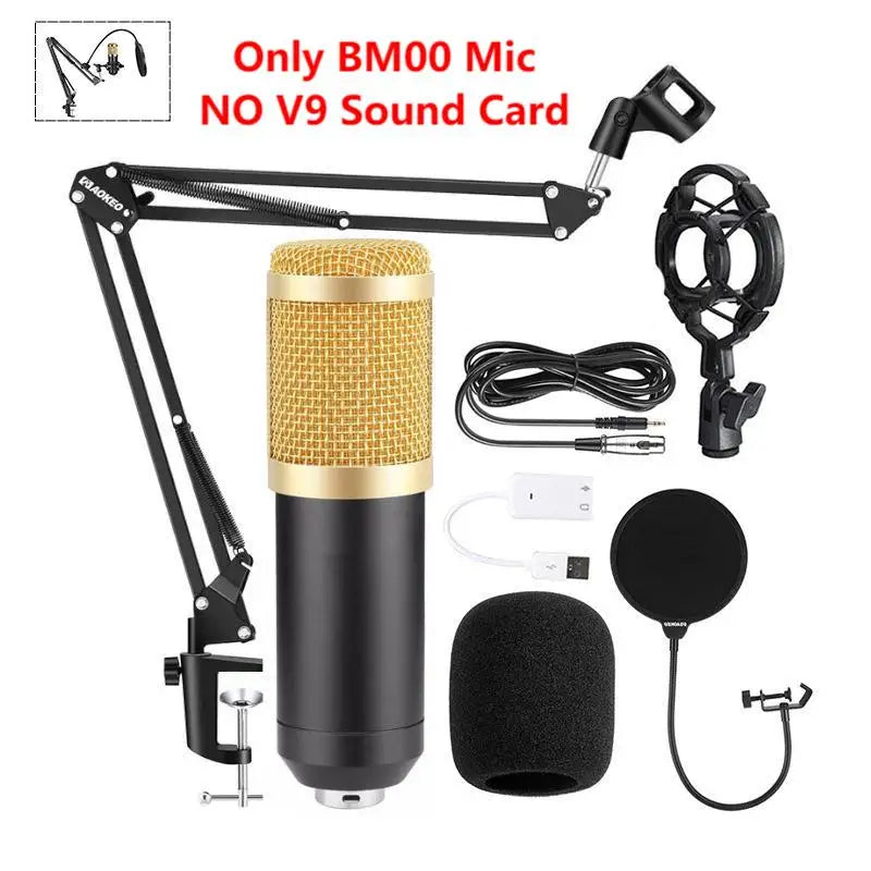V9XPro Sound Card Studio Mixer Noise Reduction Portable Microphone Voice BM800 Live Broadcast for Phone Computer Record V9X Pro