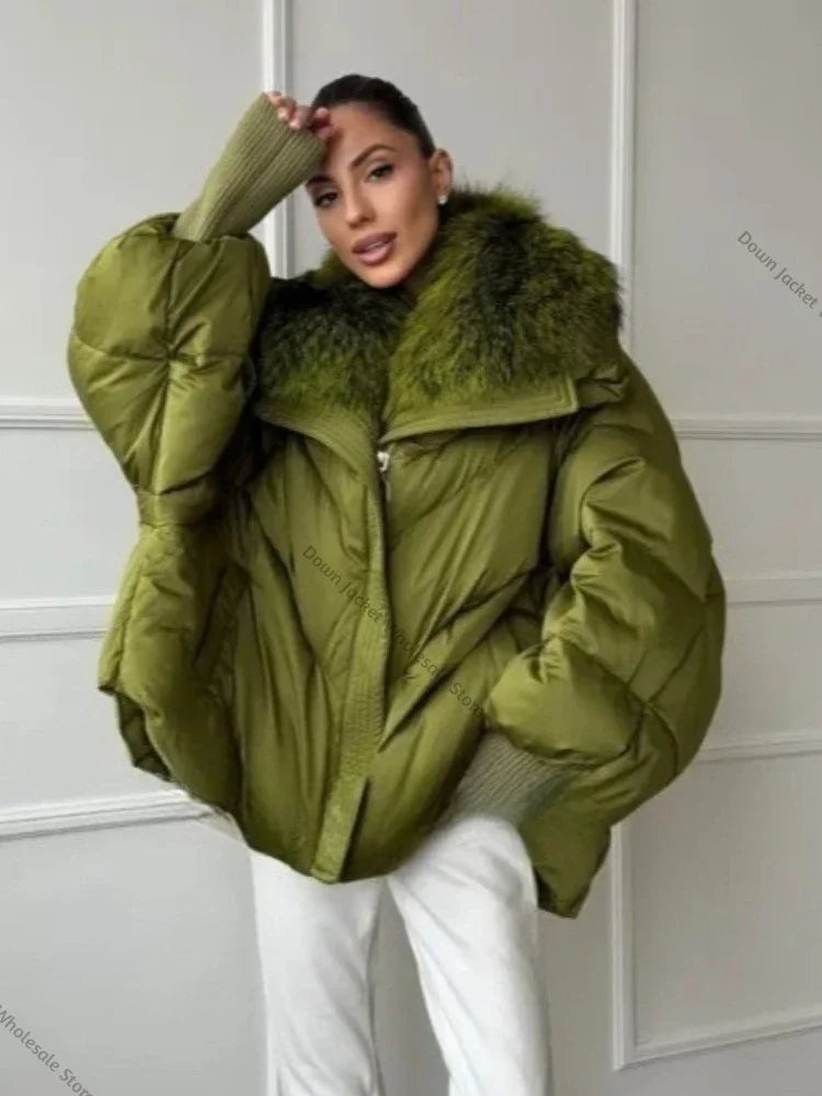 Women's down Jacket Waterproof Lightweight Puffer Jacket with Fur New Coats and Jackets Luxury Padding Reversible Coat with Zip