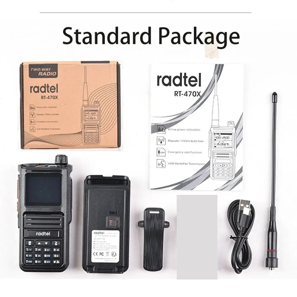 Radtel RT-470X Full Band Ham Radio 256 Channel Air Band Two Way Radio USB-C Aviation NOAA Police Marine Amateur HT Scanner Roger