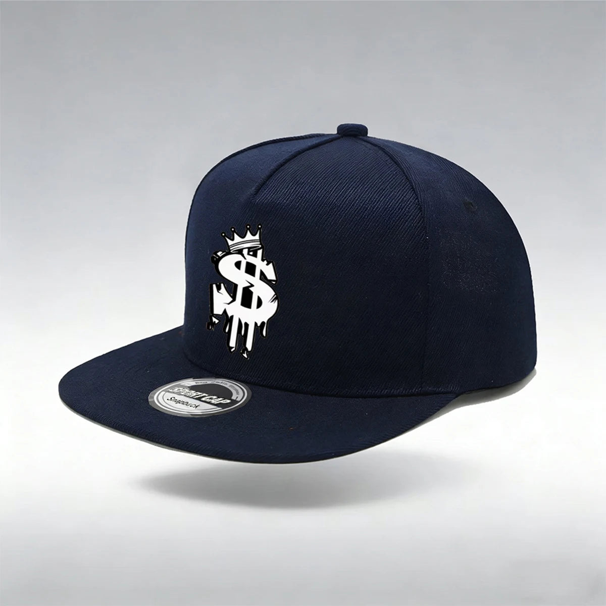 1/2PC Men's Hip Hop Snapback Cap, Graffiti Dollar Crown Print Flat Bill Baseball Hat, Adjustable