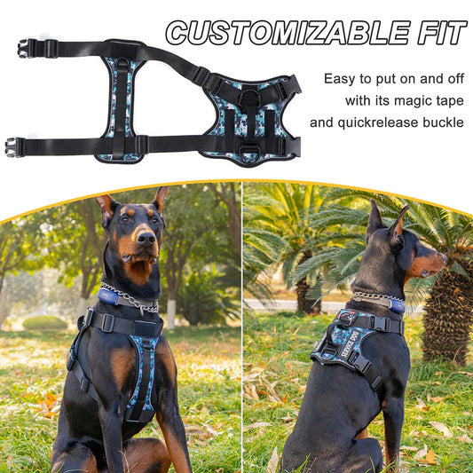 Service Dog Harness, No Pull Reflective Adjustable Pet Vest, Handle & Patches, Breathable Mesh, Easy On-Off for Small Large Dogs