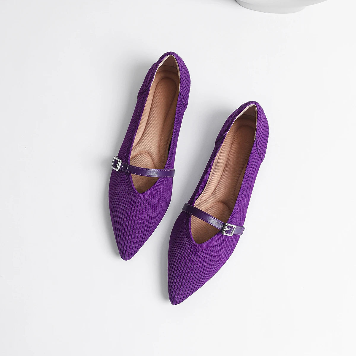 Women's flat shoes with pointed soft knitted sole breathable and comfortable shoes Spring and Autumn 2024 new model