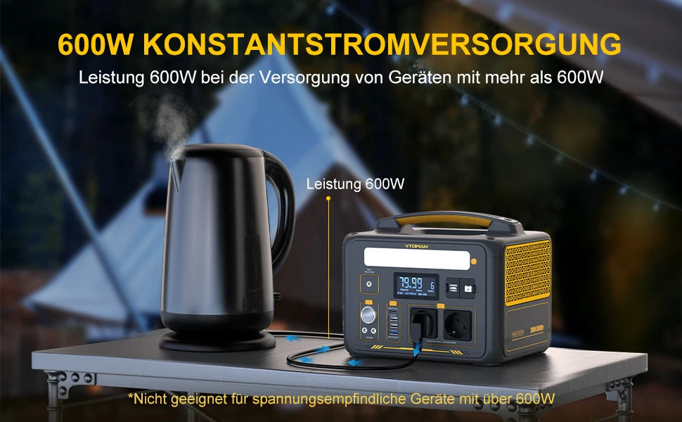 VTOMAN JUMP 600X Portable Power Station 299Wh Solar Generator LiFePO4 1200W Peak Power Powerstation Emergency Backup