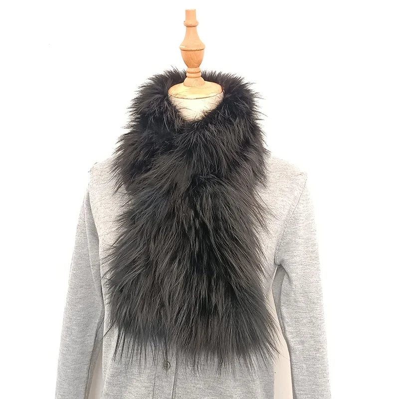 2024 Winter Fluffy Real Fox Fur Scarf Thick Warm Fashion Natural Fur Muffler Outdoor Ladies Genuine Fur Scarves