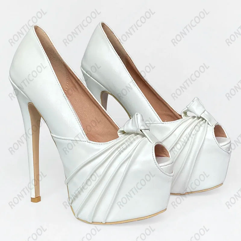 Ronticool New Fashion Women Platform Pumps Stiletto Heels Peep Toe Gorgeous Gold Party Shoes US Plus Size 5-20