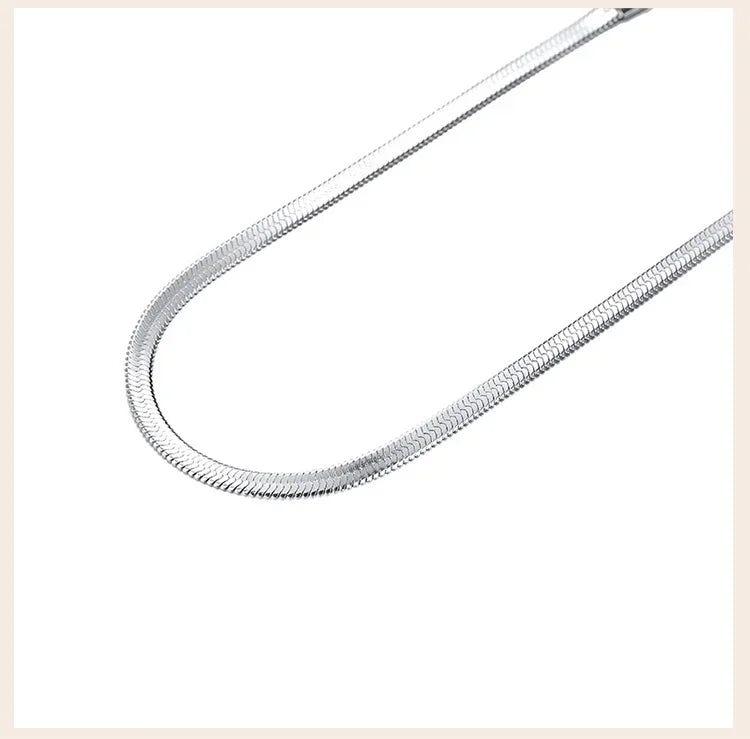 4mm Women Herringbone Necklace, 925 Silver Collarbone Chain Choker Collier Wedding Party Jewelry Gifts