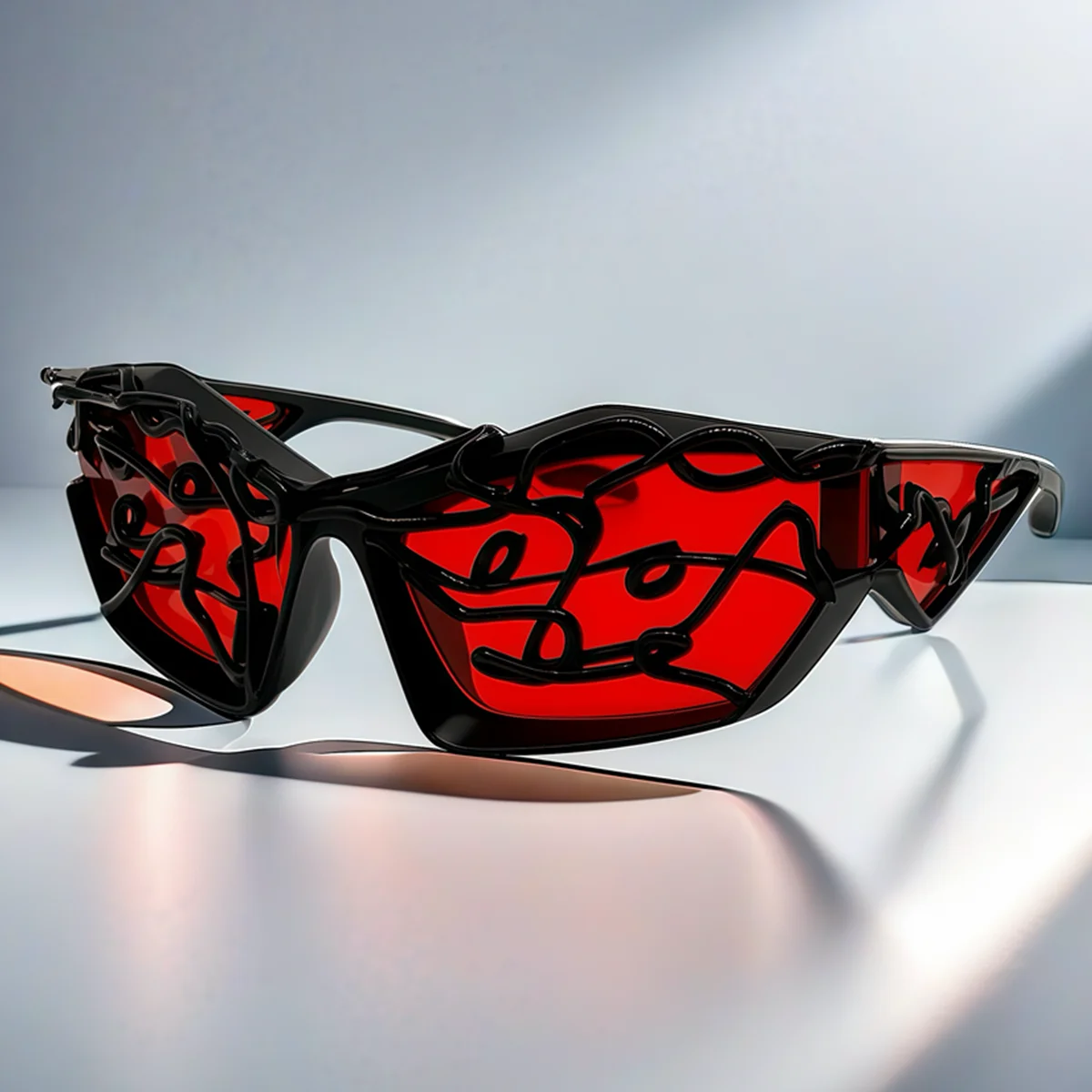 Personalized lines Trendy Y2K Futuristic Sunglass women Fashion Cool Cat Eye Sun Glasses for Men lentes de sol mujer