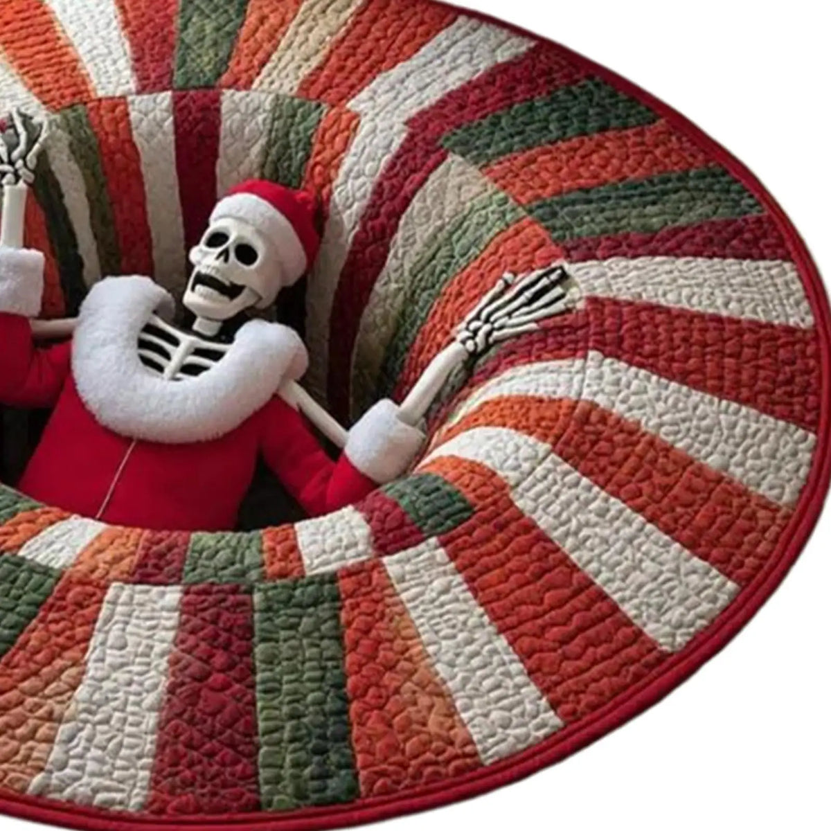3D Rugs Optical Illusion Christmas Home Decor Skeleton Round Quilted Holiday Bathroom Carpet For Kitchen Entryway Entrance