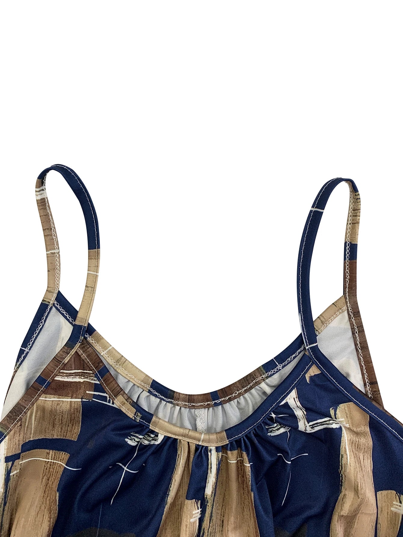 Women's Plaid Brush Print Spaghetti Strap Romper, V Neck Loose Short Jumpsuit With Side Pockets,Summer Daily Beach Outfits
