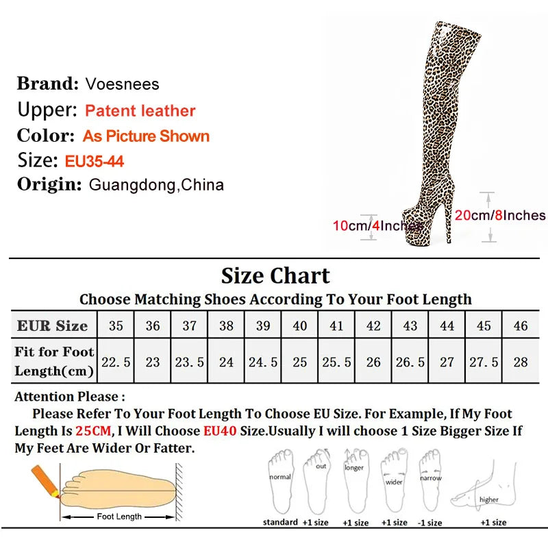 2026 New Gladiator Platform Over-the-knee Boots 20CM/8Inch Ultra High Heels Leopard Pole Dance Shoes Women Slimming Thigh Boots